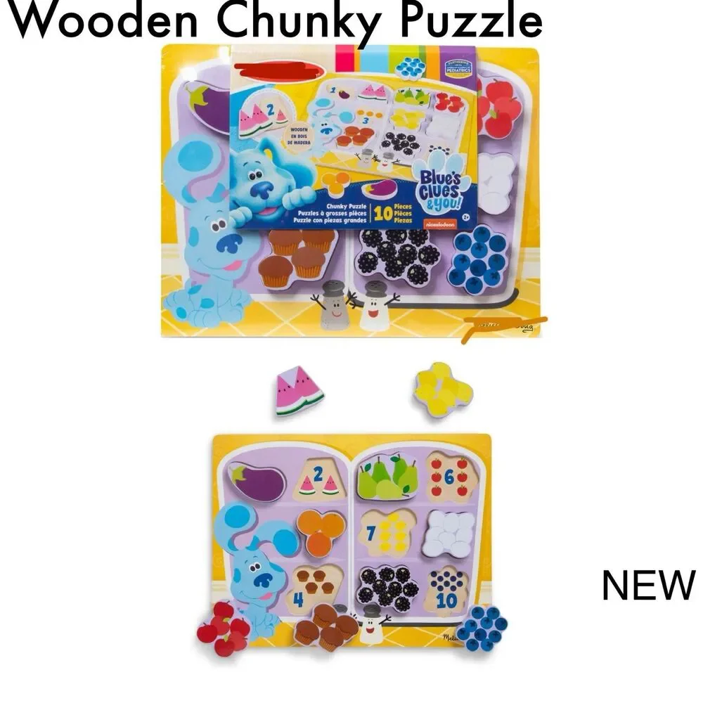 Melissa & Doug Blue's Clues & You! Fridge Food Wooden Chunky Puzzle 10 Pcs
